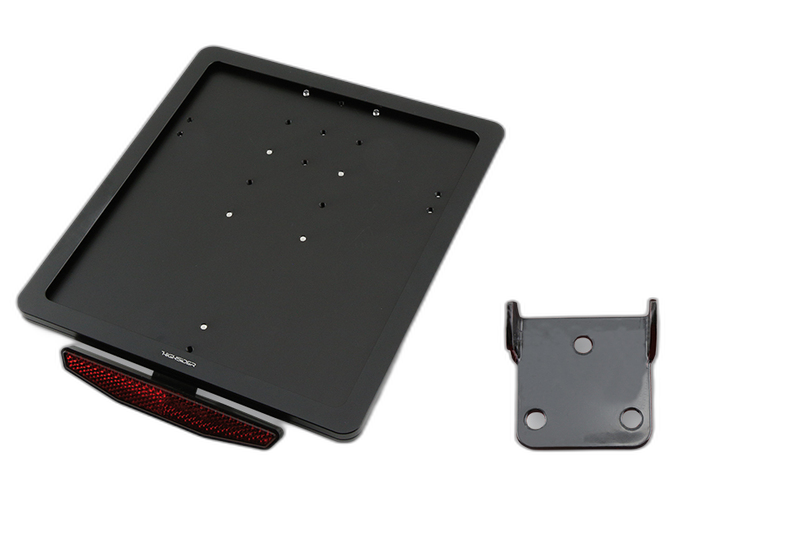 CNC Kennzeichen Halteplatte mit Uni- Halter Typ 3, schwarz eloxiert