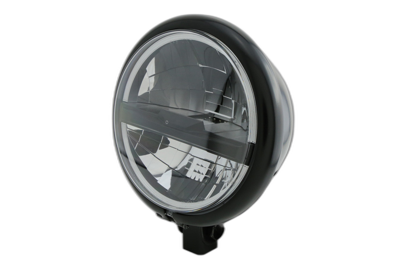 per 5 3/4 inch LED headlight BATES STYLE TYPE 5, black, bottom mount