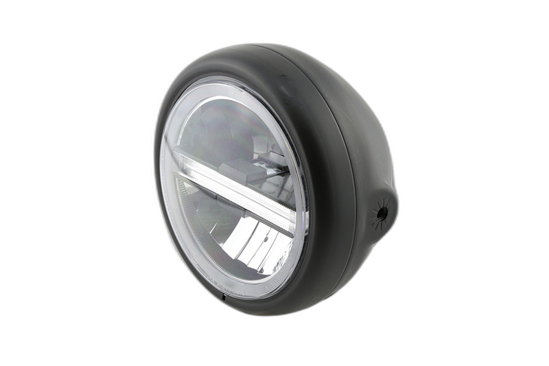pro 5 3/4 Zoll LED-Scheinwerfer PECOS TYPE 6, mattschwarz, mit TFL, Befestigung seitlich