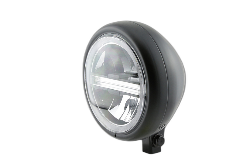 for 5 3/4 inch LED headlight PECOS TYPE 6, matte black, with DRL, bottom mount