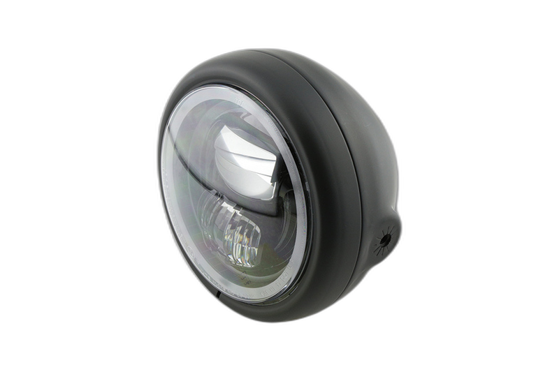pro 5 3/4 Zoll LED-Scheinwerfer PECOS TYPE 7, mattschwarz, mit Standlichtring, Befestigung seitlich