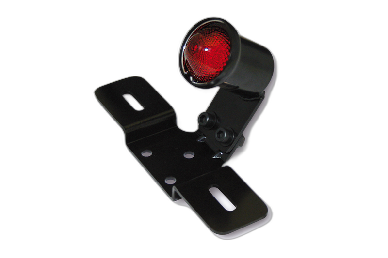 smart LED-Rücklicht OLD SCHOOL TYP3, schwarz, rotes Glas, mit Nr.-Schildhalter