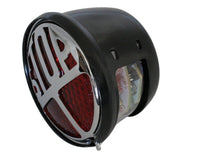 smart LED rear light STOP, red glass, black metal housing