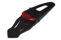 smart LED tail light, red lens, with universal rear fender in black
