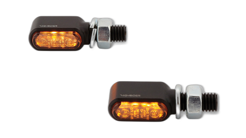 CNC LED Blinker Little Bronx, Rot, getöntes Glas, E-geprüft, Paar