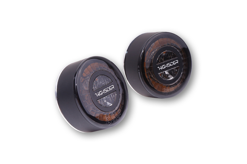 HIGHSIDER Pro Rocket LED Blinker Gehäuse Schwarz / Linse Rauchgrau (Paar), Vorn & Hinten – Bild 4