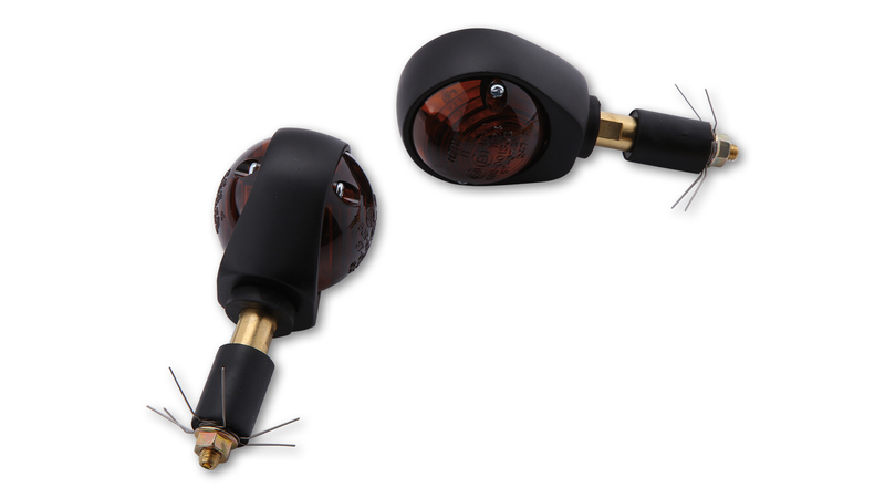 HIGHSIDER Smart Ochsenauge Glühlampen Lenkerendenblinker Gehäuse Schwarz / Linse Rauchgrau (Paar), Vorn & Hinten