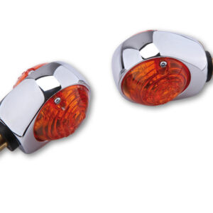 HIGHSIDER Smart Ochsenauge Glühlampen Lenkerendenblinker Gehäuse Chrom / Linse Orange (Paar), Vorn & Hinten