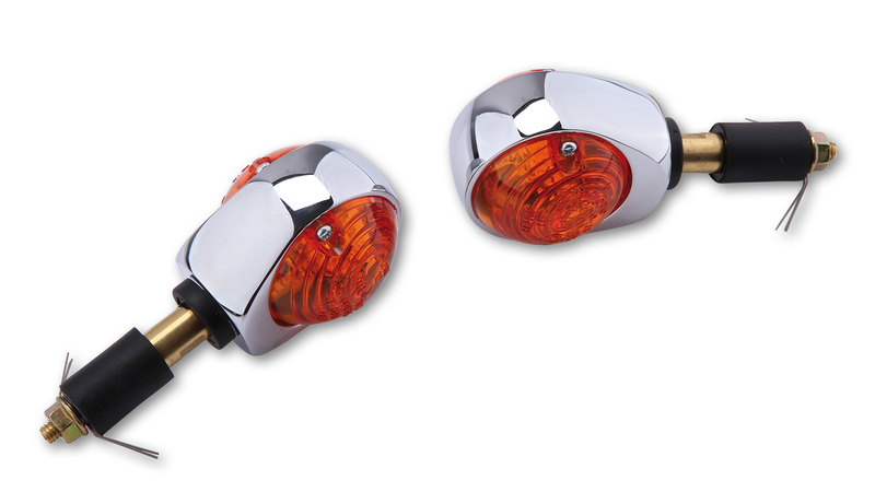 HIGHSIDER Smart Ochsenauge Glühlampen Lenkerendenblinker Gehäuse Chrom / Linse Orange (Paar), Vorn & Hinten
