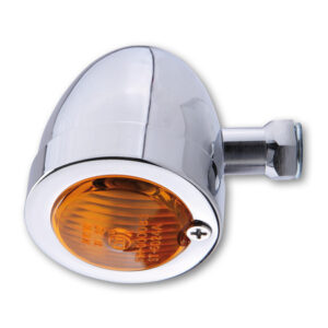 HIGHSIDER Smart Bullet Flat Glühlampen Blinker Gehäuse Chrom / Linse Orange (Stück), Vorn & Hinten