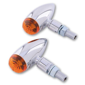 HIGHSIDER Smart Micro-Bullet Glühlampen Blinker Gehäuse Chrom / Linse Orange (Paar), Vorn & Hinten