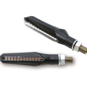 HIGHSIDER Smart Run LED Sequenz-Blinker Gehäuse Schwarz / Linse Rauchgrau (Paar), Vorn & Hinten