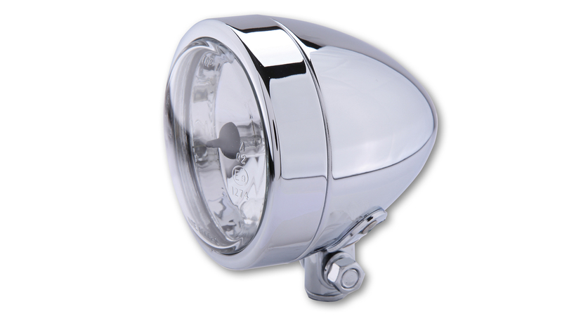 HIGHSIDER smart Scheinwerfer Bullet H4 Chrom Fernlicht, Untere Befestigung, E-Geprüft (1Stck)