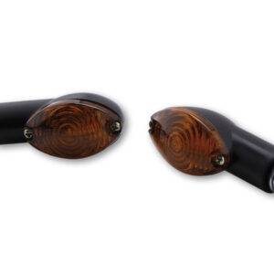 HIGHSIDER Smart Cateye Glühlampen Mini-Blinker Gehäuse Schwarz / Linse Rauchgrau (Paar), Vorn & Hinten