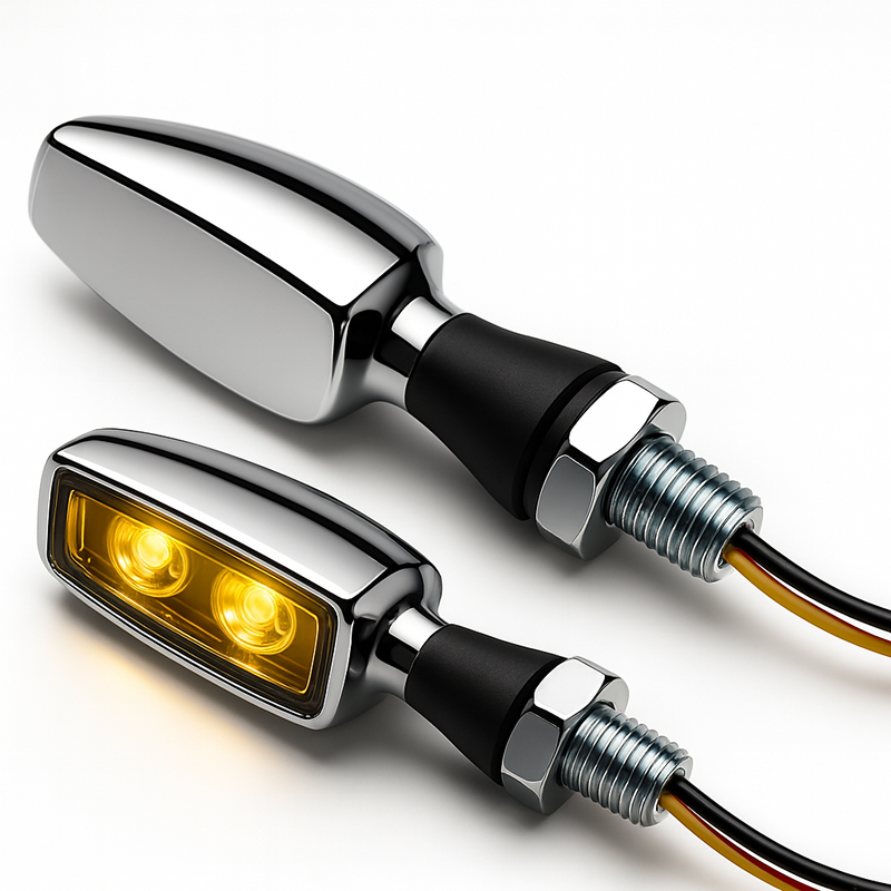 HIGHSIDER Pro Blaze LED Blinker Gehäuse Chrome / Linse Klar (Paar), Vorn & Hinten