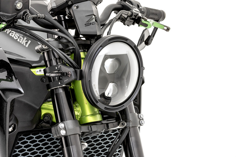 HIGHSIDER pro 7 Zoll Scheinwerfer Frame-R1 Typ 8 LED Schwarz Rauch Reflektor, Seitliche Befestigung – Bild 6